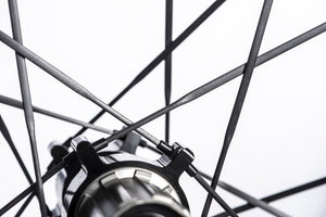 <h1>UD Carbon Spokes</h1><i>Incredibly strong (achieving over 450kgf per spoke) TaperLock UD carbon spokes offering 30% increase in stiffness against steel ones. Only 2.7g per spoke. Due to the TaperLock technology, these spokes can be trued easily using a spoke key from within the rim bed.</i>