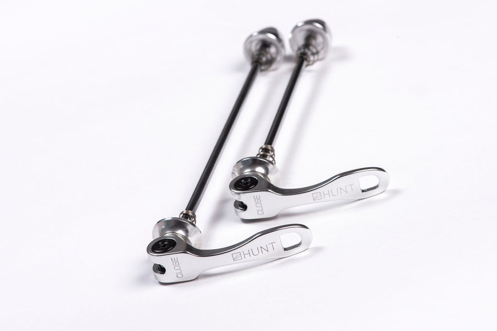 <h1>Skewers</h1><i>The little details matter, the HUNT Race Season quick-release skewers use brass for the cam, which has self lubricating properties. We have also upgraded to stainless steel springs in order to prevent rusting.</i>