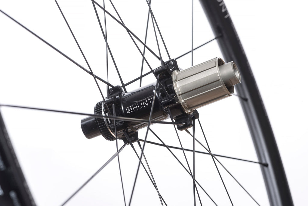<h1>FREEHUB BODY</h1><i>Featuring 3 multi-point pawls with 3 teeth each and a 48t ratchet ring. The result an impressively low 7.5 deg engagement angle. Durability is a theme for HUNT, and so all our freehub bodies have Steel Spline Insert re-enforcements to provide excellent durability against cassette sprocket damage often seen on standard alloy freehub bodies.</i>